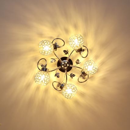 Πλαφονιέρα οροφής SOPHIA 5xE27/15W/230V γυαλιστερό χρώμιο/διαφανής