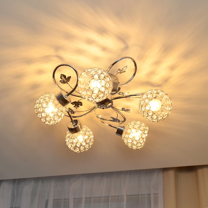 Πλαφονιέρα οροφής SOPHIA 5xE27/15W/230V γυαλιστερό χρώμιο/διαφανής