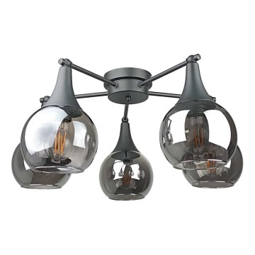 Πλαφονιέρα οροφής STAR 5xE27/60W/230V μαύρο/φιμέ μαύρο