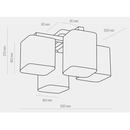 Πλαφονιέρα οροφής TORA 4xE27/15W/230V λευκό