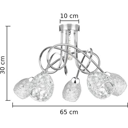 Πλαφονιέρα οροφής  TWIST CRYSTAL 5xE14/40W/230V