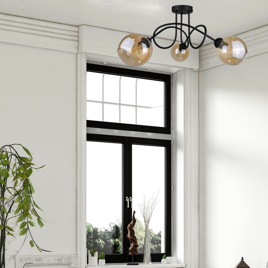 Πλαφονιέρα οροφής  VENUS BLACK 3xE27/60W/230V