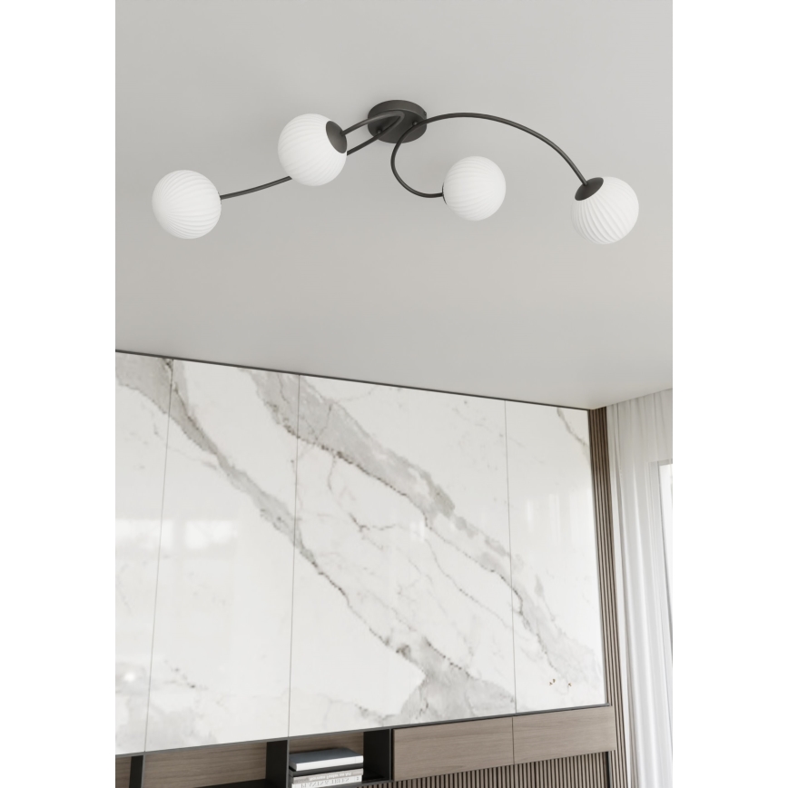 Πλαφονιέρα οροφής VIBRA 4xE14/10W/230V μαύρο/λευκό