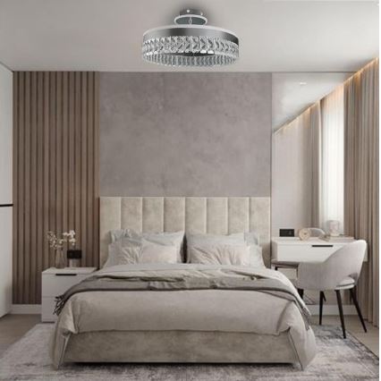 LED Dimming κρυστάλλινο πλαφονιέρα οροφής LED/75W/230V 3000-6500K ματ χρώμιο + τηλεχειριστήριο