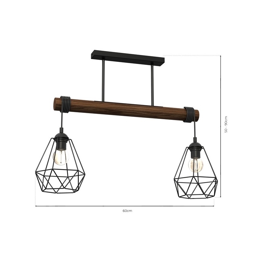 Πλαφονιέρα οροφής πολύφωτο ACERO 2xE27/60W/230V