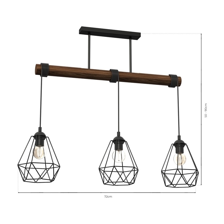 Πλαφονιέρα οροφής πολύφωτο ACERO 3xE27/60W/230V