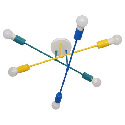 Πλαφονιέρα οροφής πολύφωτο CAMBRIDGE 6xE27/20W/230V μπλε/κίτρινο