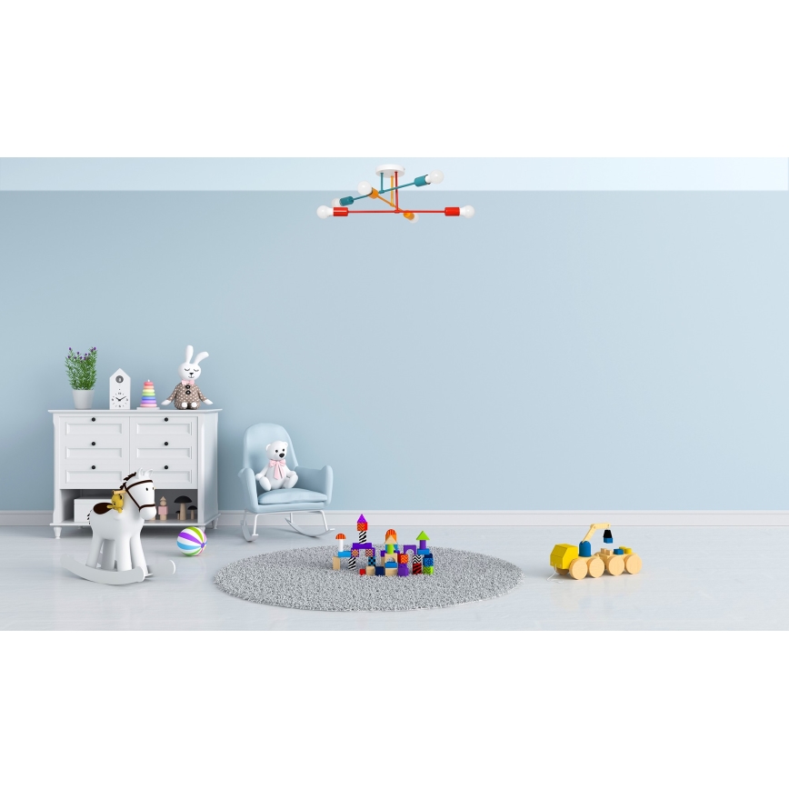 Πλαφονιέρα οροφής πολύφωτο CAMBRIDGE 6xE27/20W/230V μπλε/κόκκινο/πορτοκάλι