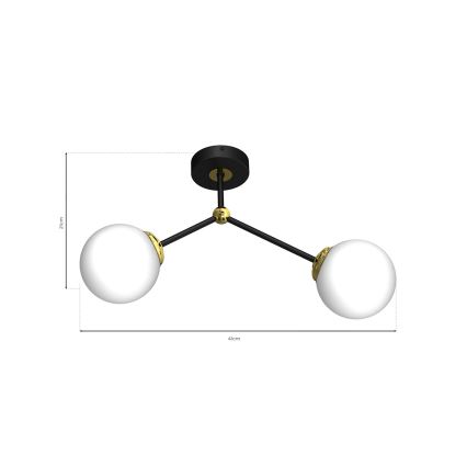 Πλαφονιέρα οροφής πολύφωτο JOY 2xE14/40W/230V μαύρο/χρυσό