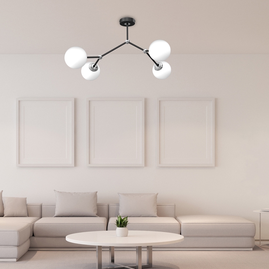 Πλαφονιέρα οροφής πολύφωτο JOY 4xE14/40W/230V μαύρο/ γυαλιστερό χρώμιο