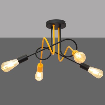 Πλαφονιέρα οροφής πολύφωτο OXFORD 4xE27/15W/230V μαύρο/κίτρινο