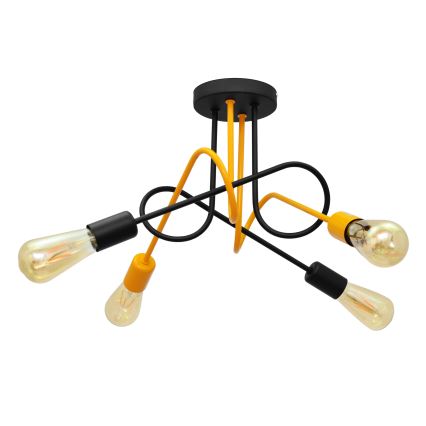 Πλαφονιέρα οροφής πολύφωτο OXFORD 4xE27/15W/230V μαύρο/κίτρινο