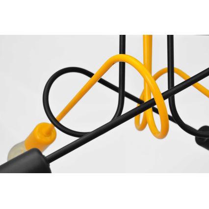 Πλαφονιέρα οροφής πολύφωτο OXFORD 4xE27/15W/230V μαύρο/κίτρινο