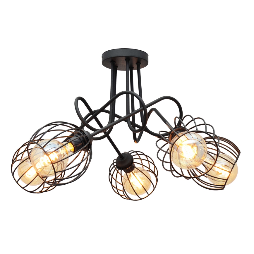 Πλαφονιέρα οροφής πολύφωτο OXFORD 5xE27/15W/230V μαύρο