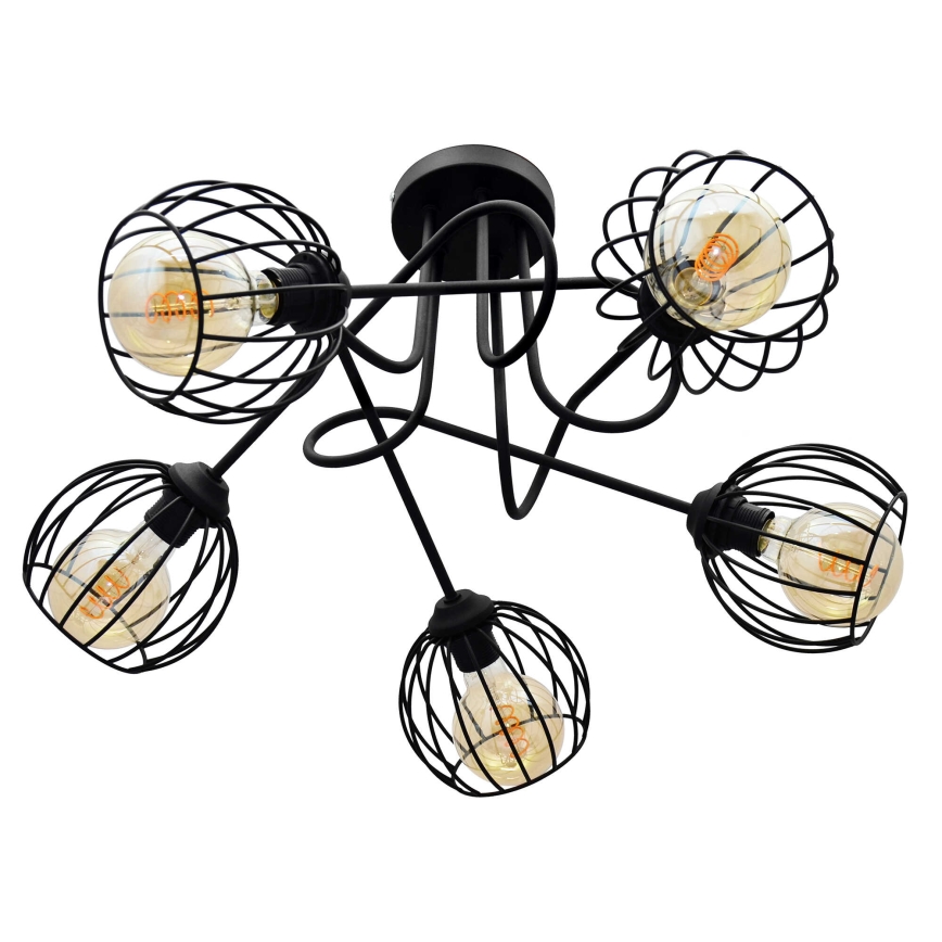 Πλαφονιέρα οροφής πολύφωτο OXFORD 5xE27/15W/230V μαύρο