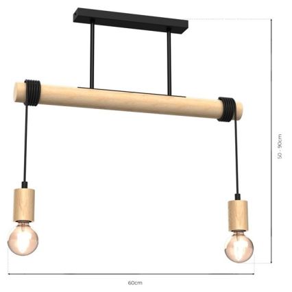 Πλαφονιέρα οροφής πολύφωτο VIGA 2xE27/60W/230V ξύλο