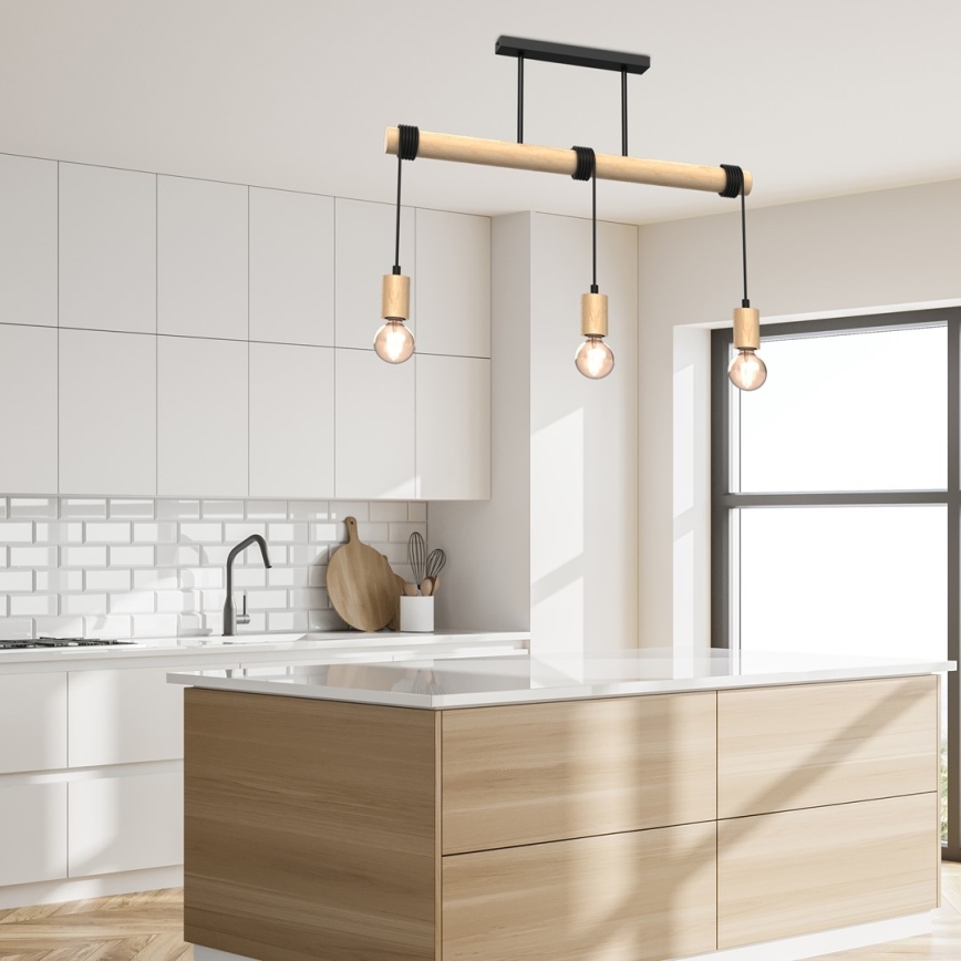 Πλαφονιέρα οροφής πολύφωτο VIGA 3xE27/60W/230V ξύλο