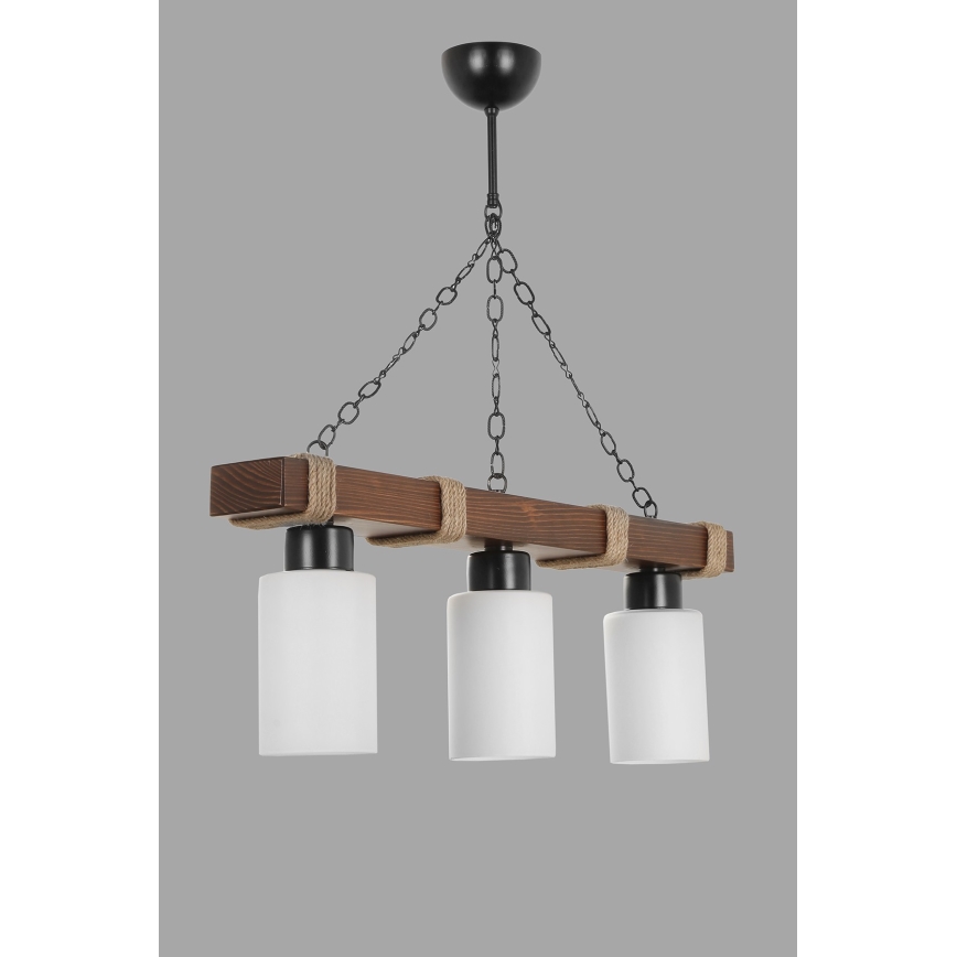 Πολυέλαιος με αλυσίδα JASMIN 3xE27/40W/230V καφέ/λευκό