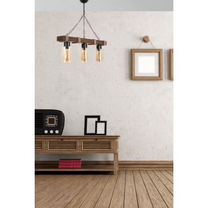 Πολυέλαιος σε αλυσίδα JASMIN 3xE27/40W/230V καφέ/μπεζ