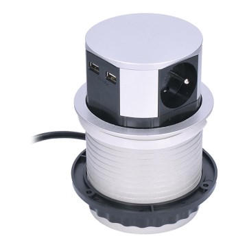 Πολύπριζο για επιφάνεια τραπεζιών 2x230V + 2xUSB