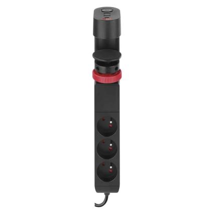 Πολύπριζο 3Z + 3xUSB 1,5m μαύρο
