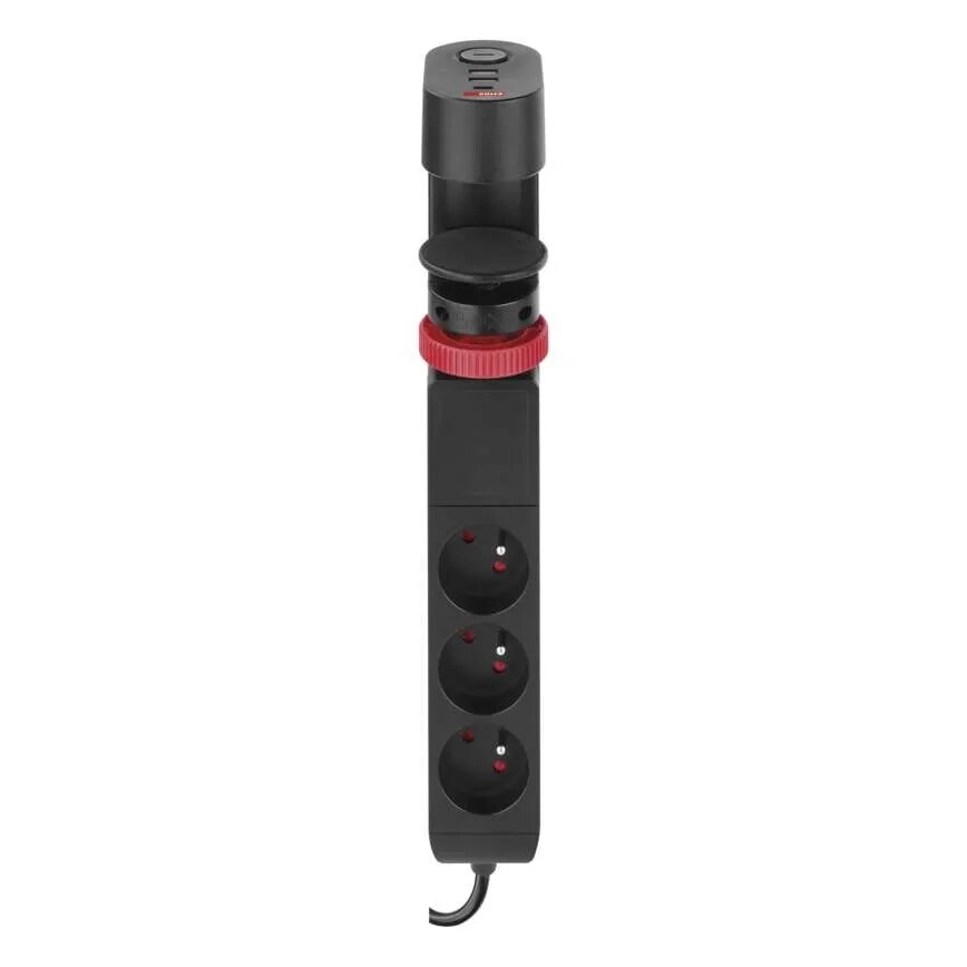 Πολύπριζο 3Z + 3xUSB 1,5m μαύρο