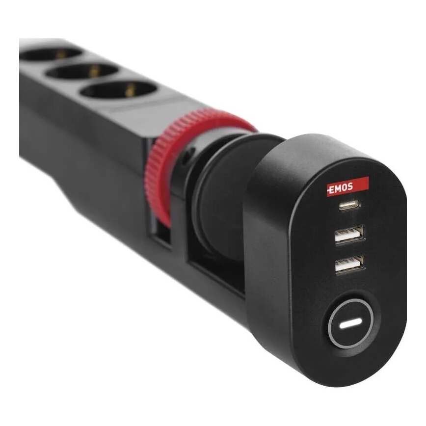Πολύπριζο 3Z + 3xUSB 1,5m μαύρο