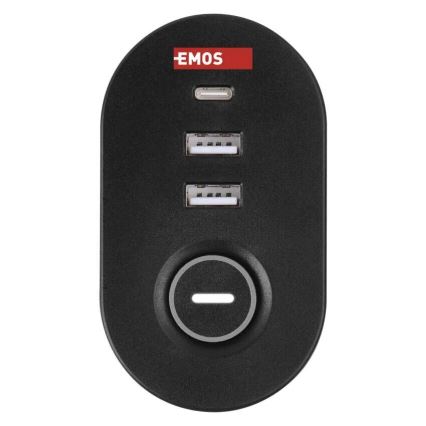 Πολύπριζο 3Z + 3xUSB 1,5m μαύρο
