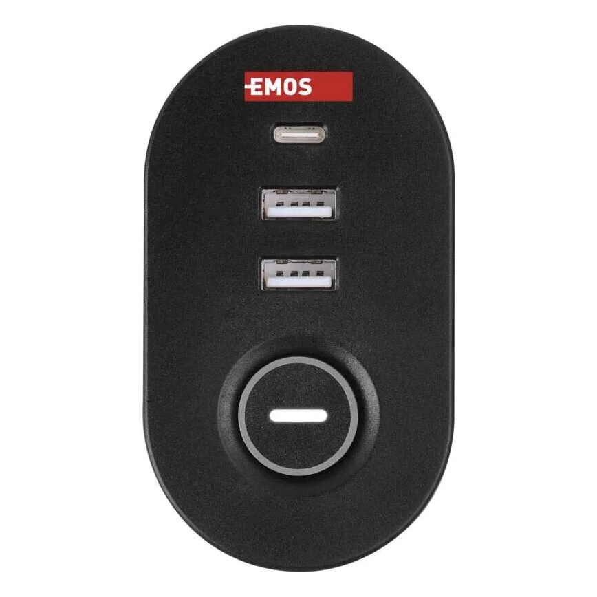 Πολύπριζο 3Z + 3xUSB 1,5m μαύρο