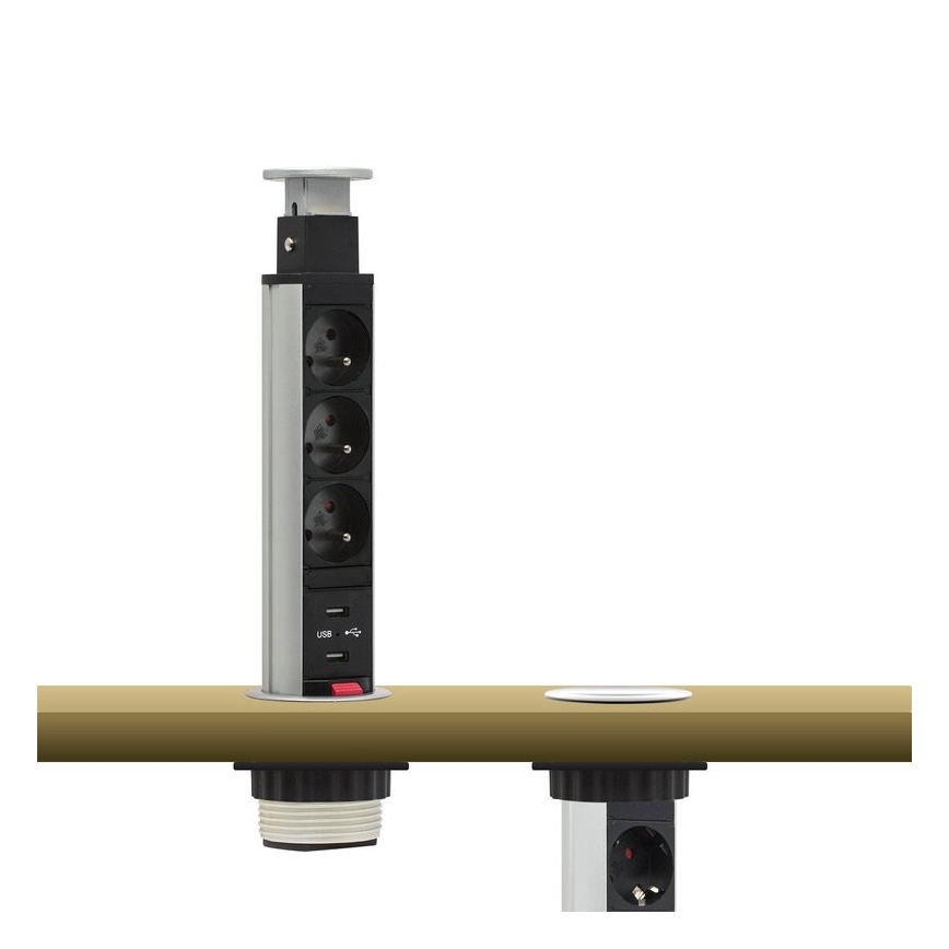 Πολύπριζο για επιτραπέζια επιφάνεια 2x230V + 2xUSB