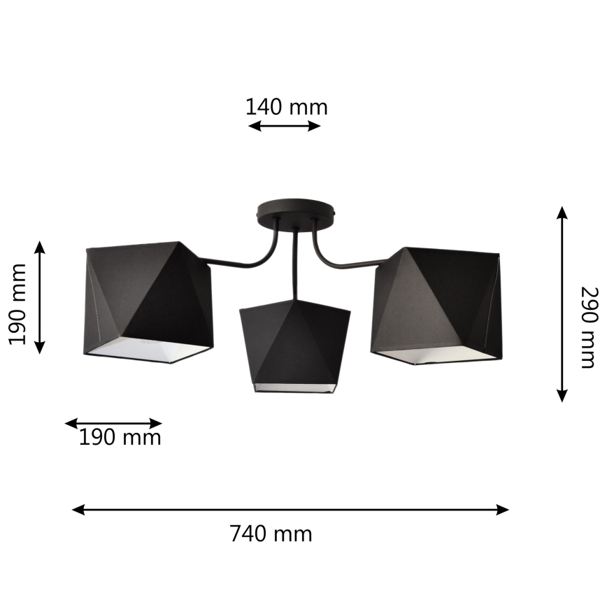 Πολύφωτο ADAMANT 3xE27/15W/230V μαύρο