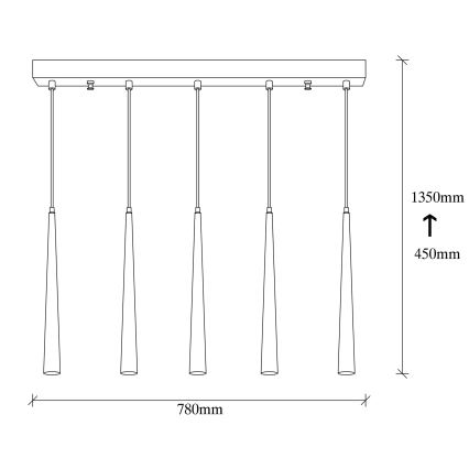 Πολύφωτο LED κρεμαστό ράγα UGUR 5xLED/3W/230V
