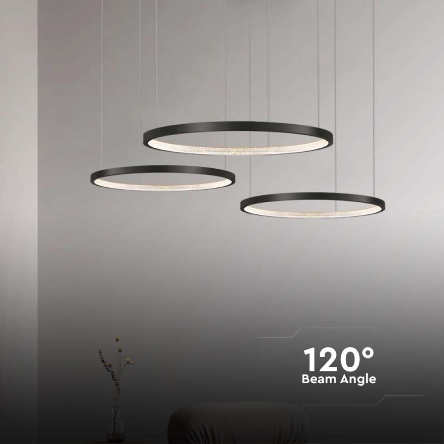 Πολύφωτο LED με συρματόσχοινο 3xLED/19W/230V 3000K μαύρο