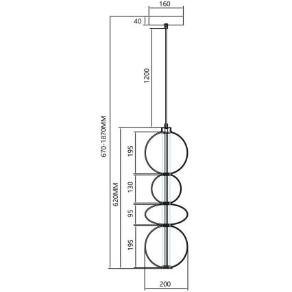 Πολύφωτο LED με συρματόσχοινο DAPHNE LED/36W/230V γκρι