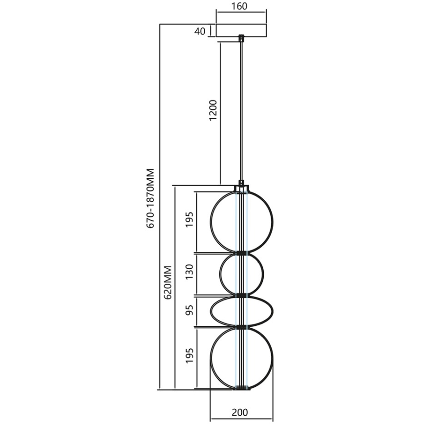 Πολύφωτο LED με συρματόσχοινο DAPHNE LED/36W/230V χρυσαφί