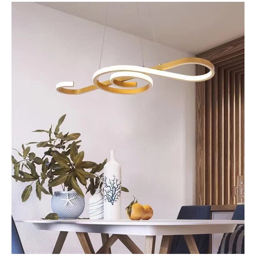 Πολύφωτο LED με συρματόσχοινο LED/18W/230V 3000K χρυσαφί