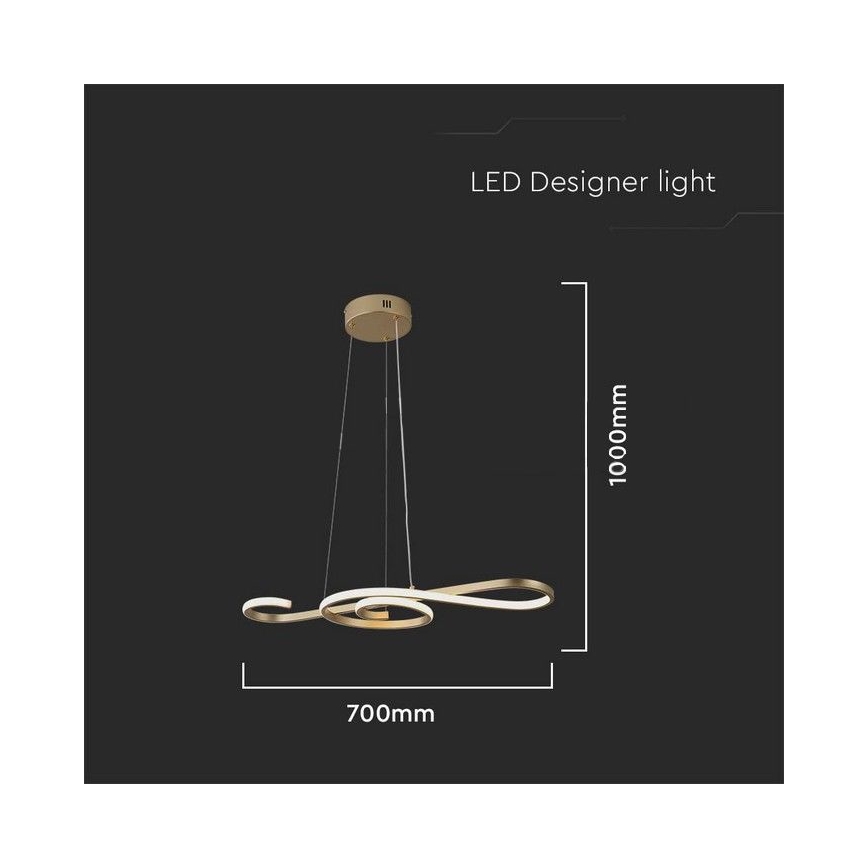 Πολύφωτο LED με συρματόσχοινο LED/18W/230V 3000K χρυσαφί