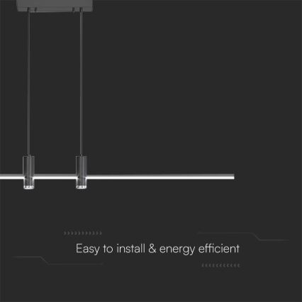 Πολύφωτο LED με συρματόσχοινο LED/19W/230V 3000K μαύρο