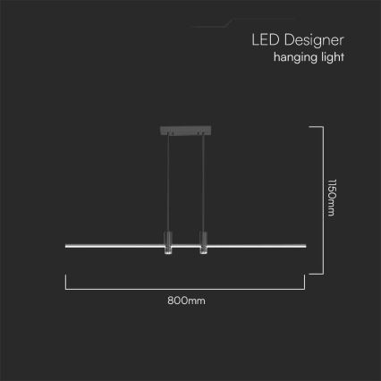 Πολύφωτο LED με συρματόσχοινο LED/19W/230V 3000K μαύρο