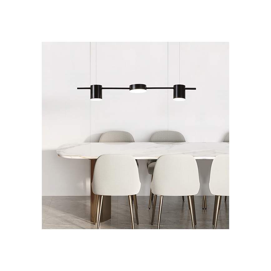 Πολύφωτο LED με συρματόσχοινο LED/24W/230V 3000K μαύρο