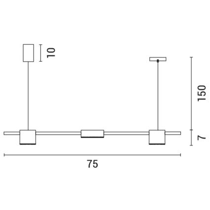 Πολύφωτο LED με συρματόσχοινο LED/24W/230V 3000K μαύρο