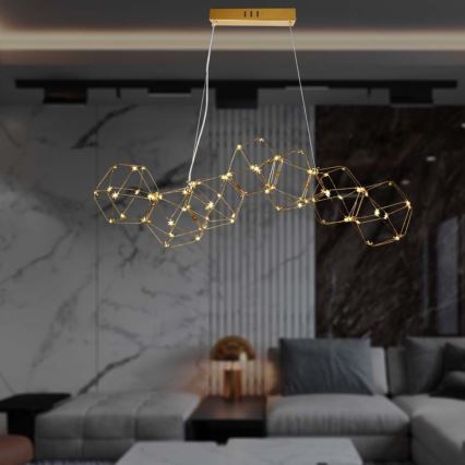 Πολύφωτο LED με συρματόσχοινο LED/28W/230V 3000K χρυσαφί