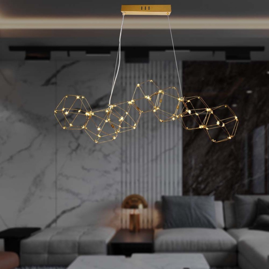 Πολύφωτο LED με συρματόσχοινο LED/28W/230V 3000K χρυσαφί