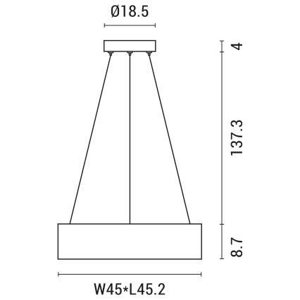 Πολύφωτο LED με συρματόσχοινο LED/30W/230V 3000K 45x45 cm γκρι