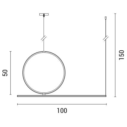 Πολύφωτο LED με συρματόσχοινο LED/32W/230V 3000K μαύρο