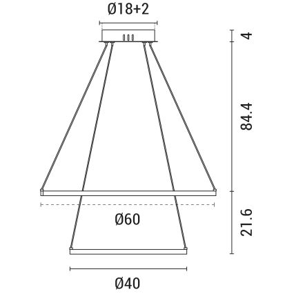 Πολύφωτο LED με συρματόσχοινο LED/37W/230V 3000K λευκό