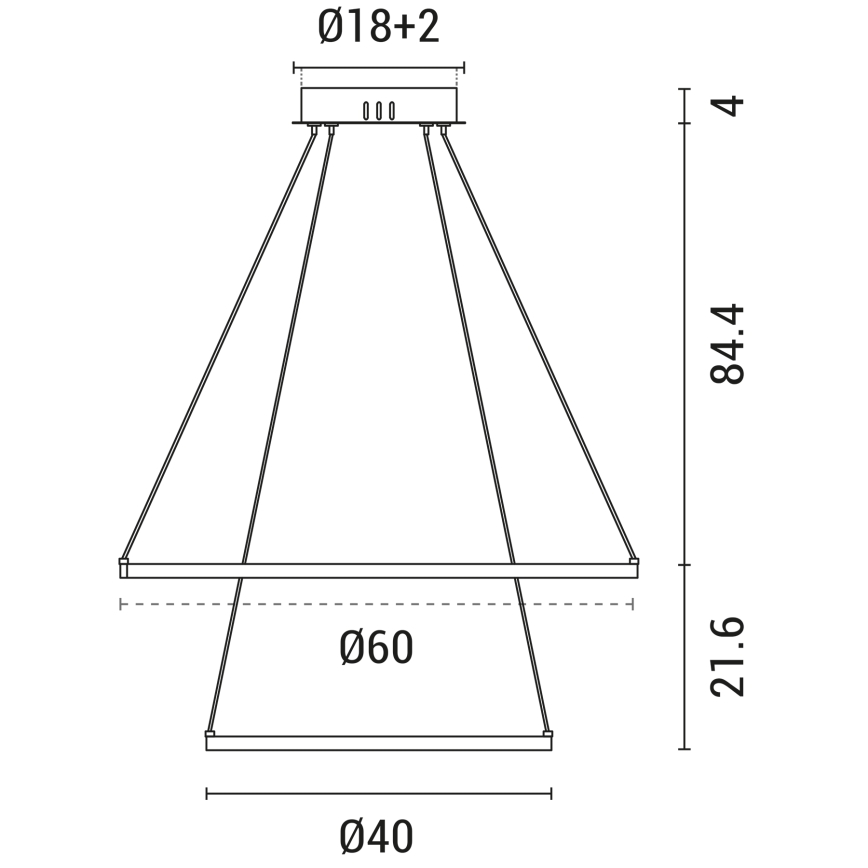 Πολύφωτο LED με συρματόσχοινο LED/37W/230V 3000K μαύρο