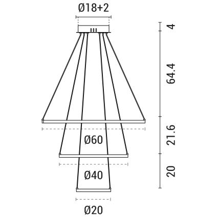 Πολύφωτο LED με συρματόσχοινο LED/42W/230V 3000K μαύρο