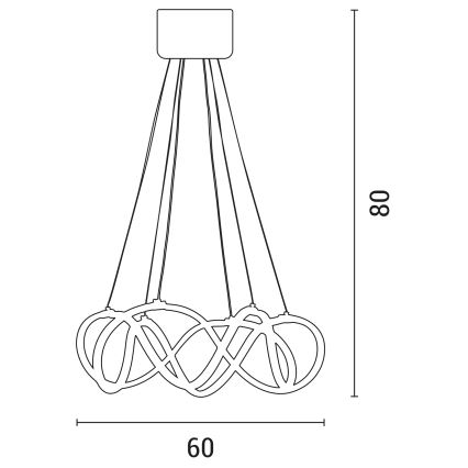 Πολύφωτο LED με συρματόσχοινο LED/54W/230V 3000/4000/6000K χρυσαφί