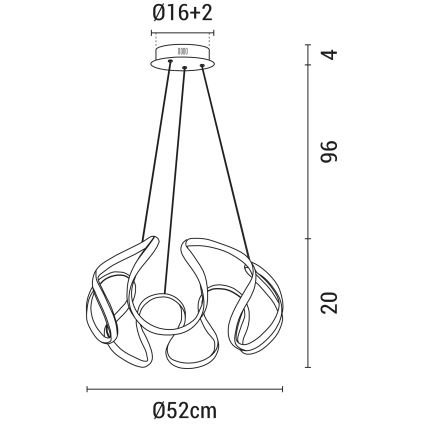 Πολύφωτο LED με συρματόσχοινο LED/60W/230V 3000K λευκό